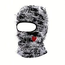 Distressed Solid Color Balaclava Mask vindtät, andas, bekväm för avslappnad stil, motorcykel, skidåkning och mer för kvinnor och män - Bala-aixin - Visa 3