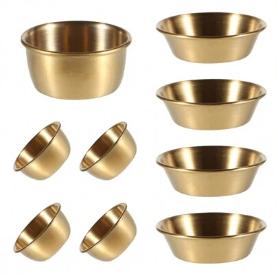 Korean Style Stainless Steel Round Gold SUS304 Dipping Sauce Dish,Kitchen,Christmas Gift,School Supplies