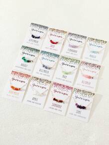 1pc Natural Gemstone Birthstone Pendant Necklace, Handmade With Unique Shape And Color, Creative Birthday Gift For Women - A8209 - View 2