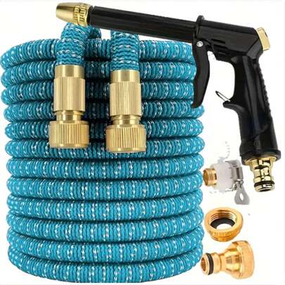 1 Expandable Lightweight Garden Hose With Nozzle - Durable, Flexible, Expandable Hose In Multiple Lengths, Easy To Store - Ideal For Home Gardening And Lawn Maintenance