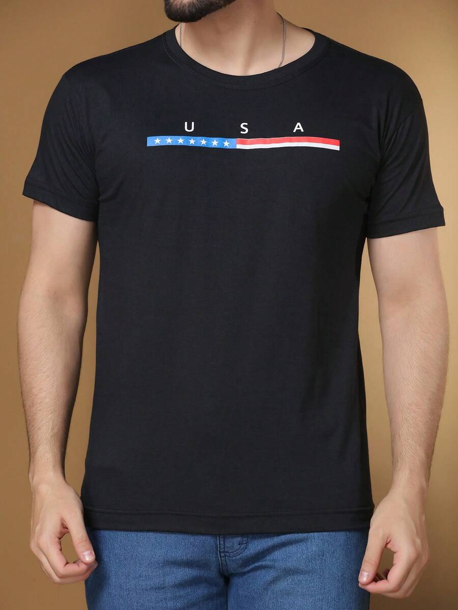 Men T-Shirts - 黑色 - 查看 1