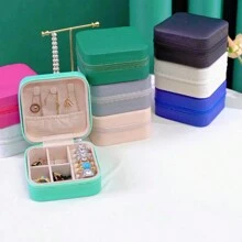 1pc Mother's Day Gift Travel Jewelry Box, PU Leather Small Jewelry Storage Box, Ladies And Girls Double Portable Mini Suitcase Display Storage Box, Suitable For Earrings, Rings, Necklaces, Bracelets. Organizer Storage Box Travel - Multicolor - View 5