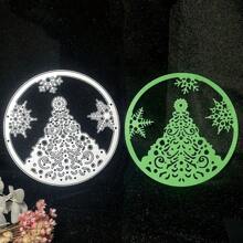 1入凹凸碳鋼刀模，適用於DIY剪紙藝術，聖誕樹雪花賀卡剪貼簿模具 - 銀色 - 查看 1