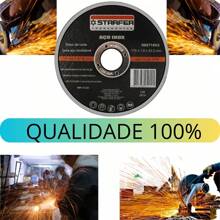 Kit 5 Discos de Corte Fino Aço Inox 4.5 x 7/8 Esmerilhadeira Ferro Metal Starfer - Preto - Visão 7
