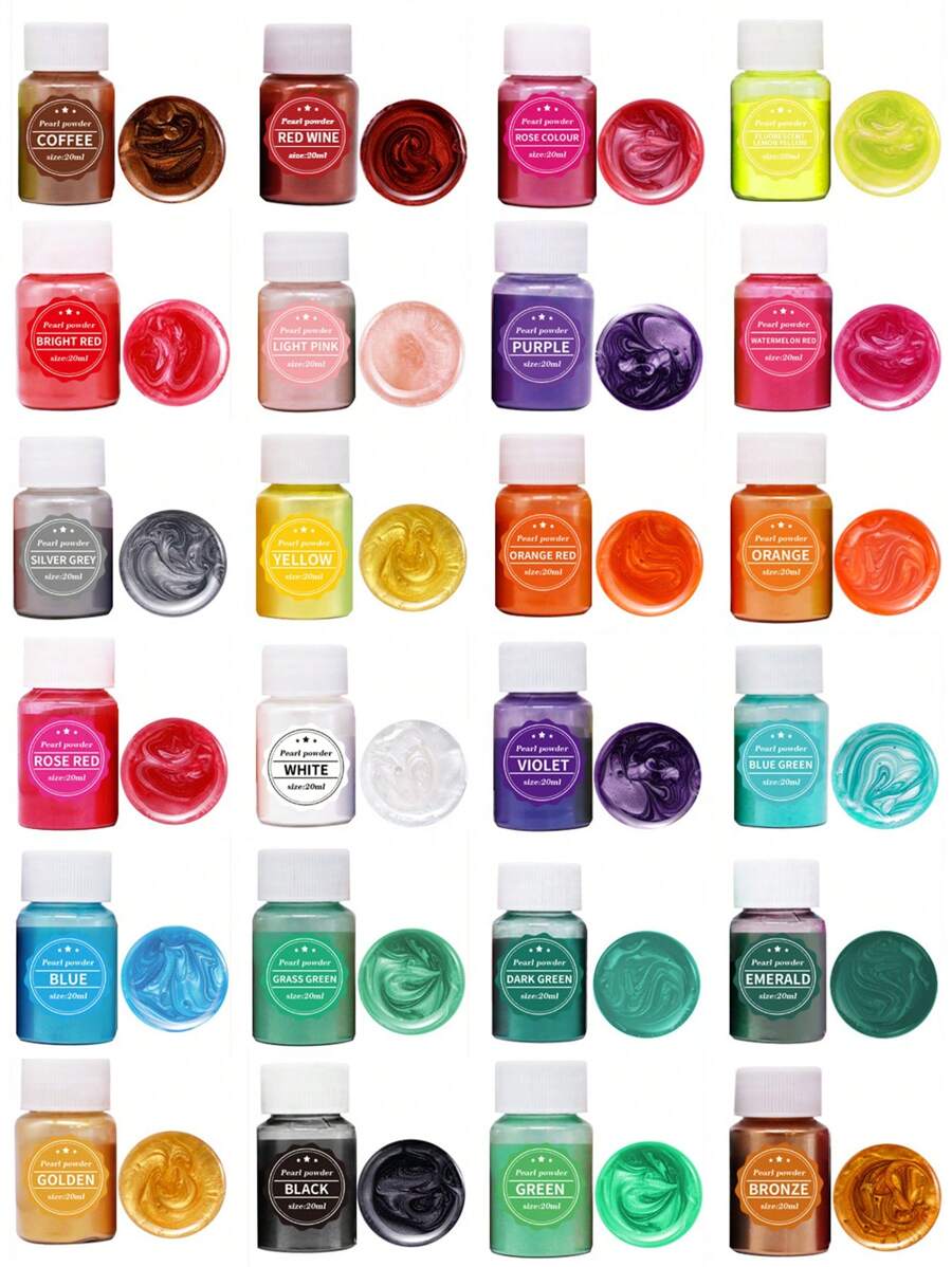 20/12/5/2色閃爍環氧樹脂結晶粉末色素套裝-璀璨珍珠光澤色，適用於樹脂藝術、製作蠟燭、史萊姆等-20毫升瓶裝，創意混合工藝套裝