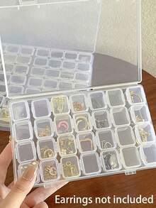 Scatola per l' archiviazione di accessori per unghie, scatola portagioie, scatola in plastica trasparente rimovibile con 28/56 scomparti, scatola per la conservazione di piccole parti, scatola portagioielli antiossidata, scatola organizer da tavolo, vassoio portatile multifunzione a più scomparti, scatola portagioielli in plexiglas trasparente antiossidata per l' organizzazione di gioielli, perline, orecchini, collane, manicure, accessori per il fai-da-te, borsetta, trousse, organizer per il trucco