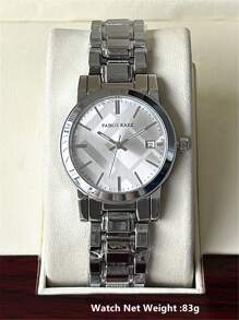 Pablo Raez 1件女士手表，18K金，奢华正装表，不锈钢IPG表壳，优雅新设计，石英机芯，时尚白色表盘，日期显示，高品质，女孩腕表，50米防水，SUS304钢表带，珠宝表扣，休闲青春可爱手表，送给朋友或家人的精美礼物，适合日常生活/工作/派对装饰。 - 銀色 - 查看 3