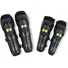 Rodilleras Y Coderas Protectoras Articuladas para Motocicleta, Bicicleta, Protectores para Motociclista Bicicleta, Protección de Rodilla ​ Motociclismo, Rodilleras para Motocross Carreras, Ciclismo. - Negro y Verde - Ver 2