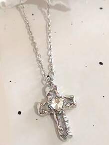 1入時尚復古朋克黑色粉色藍色透明吊墜項鏈，男女適用，Y2K酷炫頸飾，萬聖節配飾