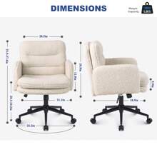 Office Chairs For Home, Faux Cashmere Desk Chair With Adjustable Height, Comfortable Computer Chair Bedroom Chair Makeup Chair, Furniture - 米色 - 查看 9