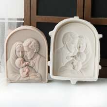 大型耶稣雕像蜡烛模具天主教使徒肖像石膏混凝土树脂铸造工具 DIY 耶稣家庭硅胶模具装饰 - 白色 - 查看 9