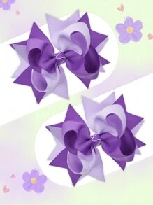 2pcs/Set 4.7 Inch Fashionable Bowknot Hair Clips For Teenage Girls, Suitable For Holidays, Parties, And School - Purple - View 3