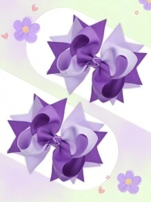 2pcs/Set 4.7 Inch Fashionable Bowknot Hair Clips For Teenage Girls, Suitable For Holidays, Parties, And School - Purple - View 2