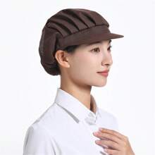 Simple And Breathable Dust-Proof Hat, Solid Color, Half Mesh, Short Brim, Pink And Blue, Multi-Color, One Size Fits All, Elastic Hat Ring, Suitable For Men And Women, Factory Cafeteria Anti Fouling Hat