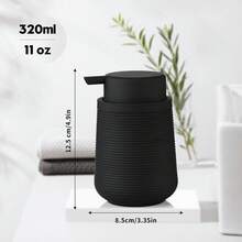 LAOPAO 1pc Matte Black Striped Soap Dispenser, Foam Soap Pump Bottle For Bathroom Kitchen, Refillable Plastic Hand Wash Soap Container - Black - View 8