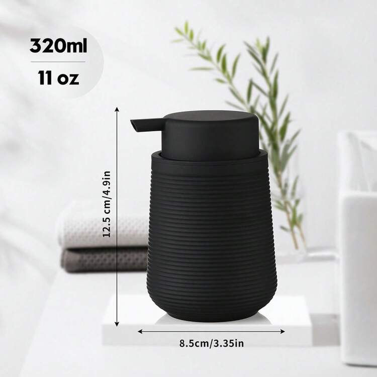 LAOPAO 1入組霧面黑色條紋肥皂液分配器，浴室廚房泡沫肥皂瓶，可循環使用的塑料手洗肥皂容器 - 黑色 - 查看 8
