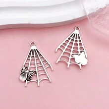 10/13入組蜘蛛吊墜混合款式萬聖節蜘蛛網銀古董吊墜，適用於製作手鍊項鍊 - 均碼 - 查看 11