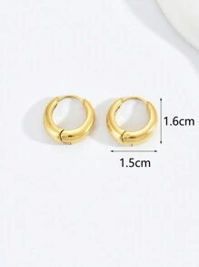 1pair Fashionable Stainless Steel Glossy Earrings For Women, Vintage & Classic Design Suitable For Wedding, Anniversary, And Daily Wear