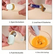 1pc Wireless Milk Frother For Home Use, Mini Baking Tool, Kitchen Handheld Electric Egg Beater, Foaming Whipper - Multicolor - View 4