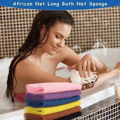 African Net Sponge African Exfoliating Net Long African Bath Sponge Washcloth Shower Net African Body Scrubber Net For Skin Smoother Daily Use,Bath And Body Works, Living Room Home Bedroom Bathroom House Decor, Travel Stuff, Wedding, Party, Birthday, Gifts For Men Mom Dad Friends, Accessories, Funny Gift Home Bathroom Decor Fall Decor Back To School