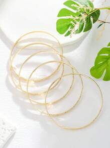 3入或5入組夏威夷設計雞蛋花手鍊套裝，14k鍍金銅手鐲 - 金色 - 查看 7