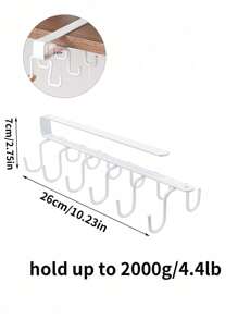 1/2 chiếc Giá treo mũ, Giá treo thắt lưng, Giá treo phụ kiện tủ quần áo có 6 móc treo mũ, Giá treo cho tủ, tủ quần áo, Không cần khoan, Kệ lưu trữ đơn giản - Nâng cấp màu trắng - Xem 2