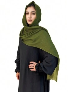 1 件时尚纯色轻质亚麻头巾，柔软舒适，适合冬季秋季日常穿着和装饰 - 彩色 - 查看 4