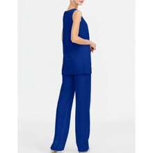 Chiffon Mother Of The Bride Pantsuit 3 Piece Wedding Formal Dress Suit Evening Gown