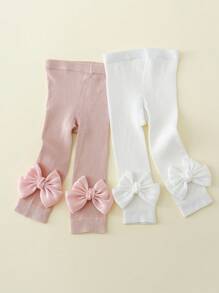 2入組嬰兒女孩蝴蝶結短褲，適合日常穿著 - 彩色 - 查看 3