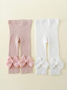 2入組嬰兒女孩蝴蝶結短褲，適合日常穿著 - 彩色 - 查看 1