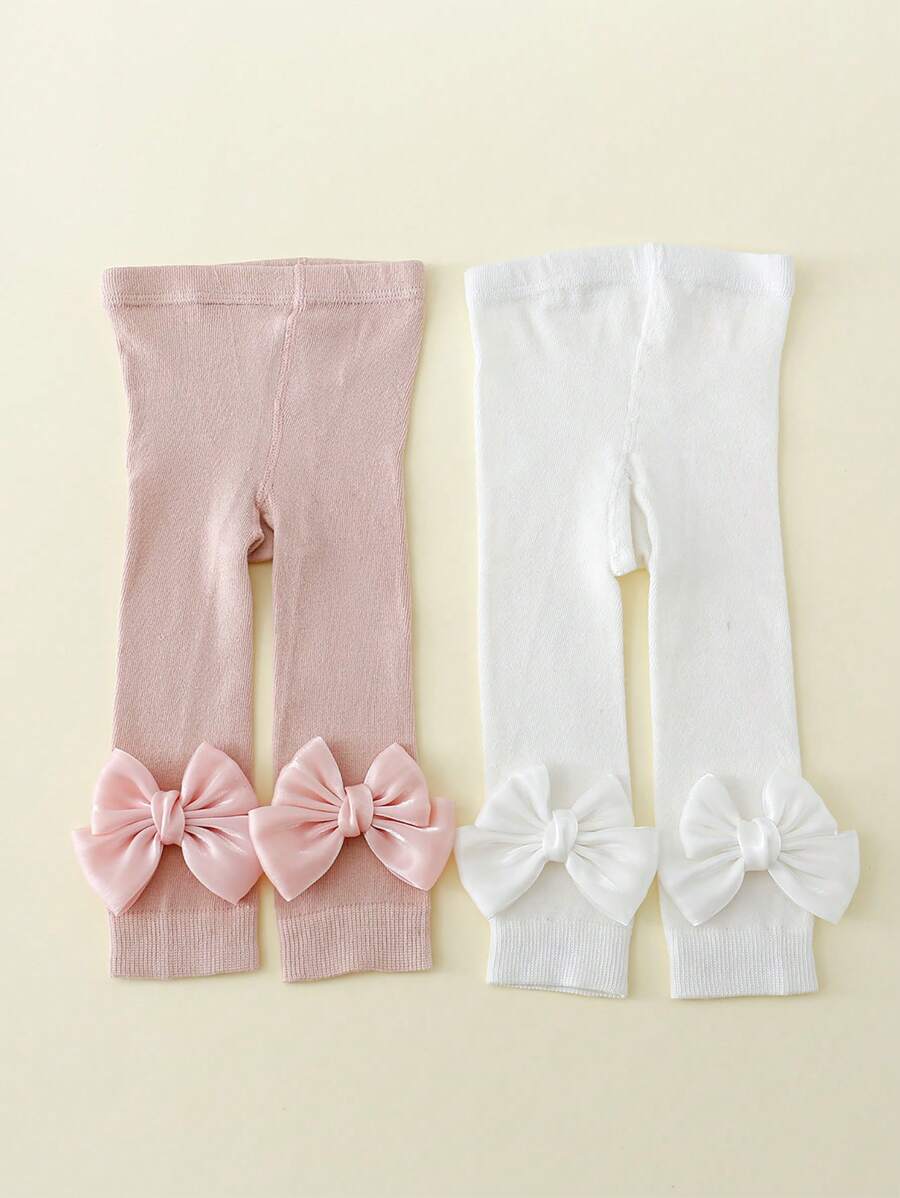 2入組嬰兒女孩蝴蝶結短褲，適合日常穿著 - 彩色 - 查看 1