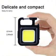 Portable Rechargeable Keychain Light: Multifunctional Pocket Flashlight For Outdoor Camping, Hiking & Emergency Mini Work Light Portable Outdoor Camping Lights USB Rechargeable Flashlight LED - Black - View 3