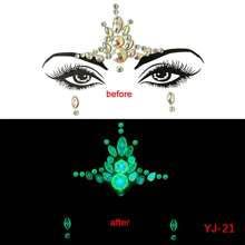 1pc  Face 3d Rhinestone Temporary TattooSticker, One Glow In The Dark For Cosplay,Party Decoration