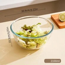 1pc High-Temperature Resistant Thickened Glass Mixing Bowl, Microwave Safe, Large/Medium/Small Size Options, Salad Bowl School Supplies,Back To School - Clear - View 12