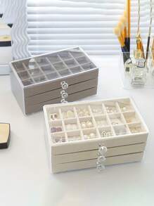 1pc 3 Layers 18 Grids Drawer Type Storage Box, Simple Large Capacity Transparent Plastic Multi-Grid Jewelry Box, Gender Reveal Party, Perfect For Birthdays, Weddings, Parties, The Perfect Gift For Colleagues, Friends, And Family, Back To School