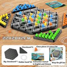 1pc Children Tabletop Game Triangle Chain Game Pieces, Intelligence Development Puzzle Toy, Interactive Parent-Child Game Board, Children's Festival Gift - Black - View 10
