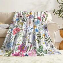 1pc Floral Print Soft And Comfortable Blanket - Ideal Birthday Or Holiday Gift For Travel, Sofa, Bed, And Office Use