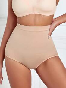 4pcs Solid Color Seamless High-Waisted Tummy Control Butt Lifter Women's Underwear