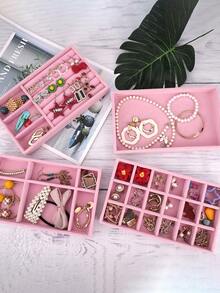 4-Piece Set/1-Piece Set, Pink Jewelry Tray, Jewelry Storage Box, Beauty Makeup Storage Box, Beauty Makeup Storage Tray, Ring Storage Box, Ring Storage Tray, Necklace Storage Box, Suitable Gifts For Ladies, Jewelry Organizer - Multicolor - View 9