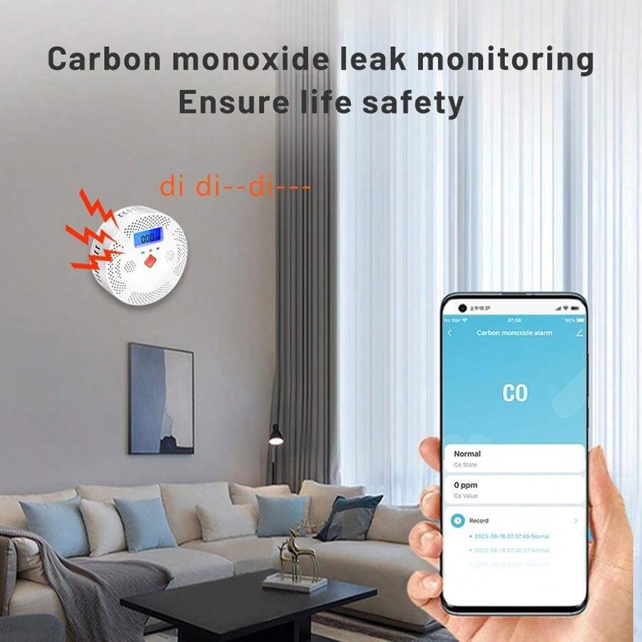 Tuya Smart WiFi Smart Carbon Monoxide Detector Alarm 85dB Sound Warning