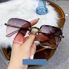 Kính râm vuông không gọng thời trang cho phụ nữ mùa hè Gradient Sun Shades cho kỳ nghỉ bãi biển du lịch phụ kiện bãi biển cho phụ nữ kính râm kính râm - nhiều màu - Xem 3