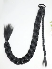 Tóc nối thẳng bằng sợi tổng hợp, dài 18"/26"/30", kiểu đuôi ngựa tết, kèm dây buộc tóc mềm mại, thích hợp sử dụng hàng ngày. - màu đen - Xem 7