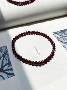 1 pieza Pulsera de Granate con pequeñas partículas de piedra natural de moda adecuada para mujeres vestir - 4-5 mm/0,16-0,19 pulgadas - Ver 6