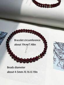 1 pieza Pulsera de Granate con pequeñas partículas de piedra natural de moda adecuada para mujeres vestir - 4-5 mm/0,16-0,19 pulgadas - Ver 7