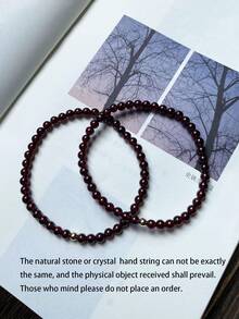 1 pieza Pulsera de Granate con pequeñas partículas de piedra natural de moda adecuada para mujeres vestir - 4-5 mm/0,16-0,19 pulgadas - Ver 3
