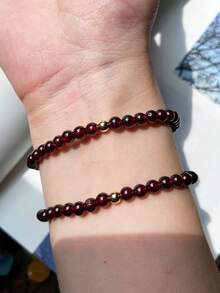1 pieza Pulsera de Granate con pequeñas partículas de piedra natural de moda adecuada para mujeres vestir - 4-5 mm/0,16-0,19 pulgadas - Ver 2