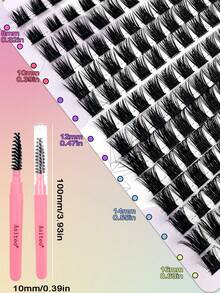Asiteo 154 Pcs Faux Mink Eyelashes Wispy DIY Cluster Lashes Mix Size Natural Thick Eyelashes Extension 3D Volume Individual Natural Makeup Look With Tool Brush - 彩色 - 查看 6