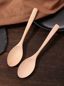 4 STÜCK unbehandelte Holzhonig-Löffel für Tee, 19cm Holzlöffel zum Essen, Buchenholz-Tafellöffel für Speisen, Dessert, Milch, Kaffee und Suppe, kleine hölzerne Servierbestecke als Weihnachtsgeschenk - Aprikosenfarben - Übersicht 4