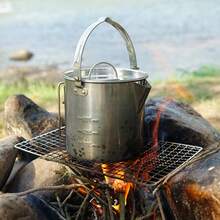 1pc Outdoor Stainless Steel Kettle, 1.2L Camping Tea Pot, Hanging Pot For Picnic And Camping, Coffee Pot - Silver - View 2