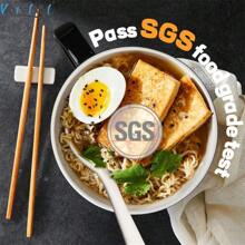 Set Of 2 Wareland Soup Bowls With Handles & Spoons, 30oz Ceramic Ramen Bowl With Lid, Large Soup Mugs/Cups For Instant Noodle, Big Cereal Bowls For Oatmeal, Soup Containers With Lids - Black - View 6